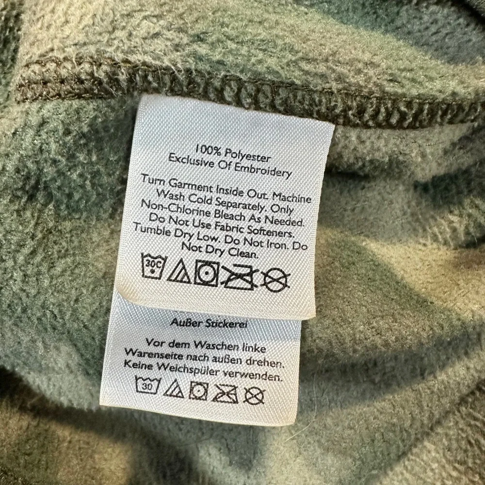 Eddie‎ Bauer Fleece Pullover Mens XL Green Camo Snap Neck Outdoor Gorpcore